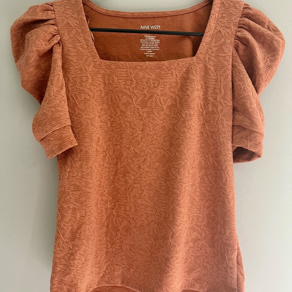 Nine West Women's Terracotta Textured Blouse